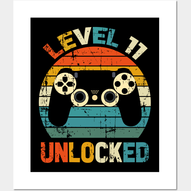 Level 11 Unlocked, 11th Birthday, 12 Years old, Gamer Birthday, eleventh Birthday Boy, Gaming Gift, Awesome Since 2011 Wall Art by UranusArts